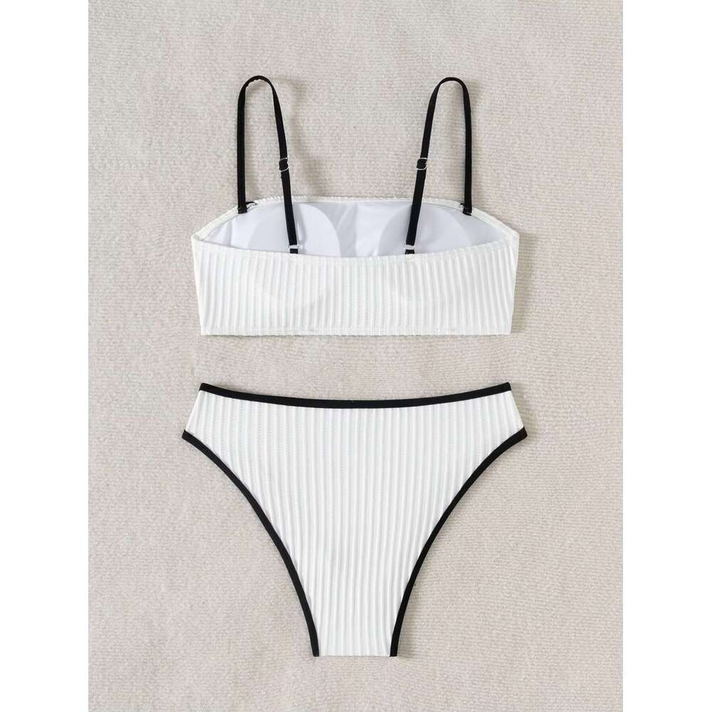 DHessentials 2025 Special Fabric Black and White Bikini Set Swimwear Beachwear Breathable Sexy Swimsuits
