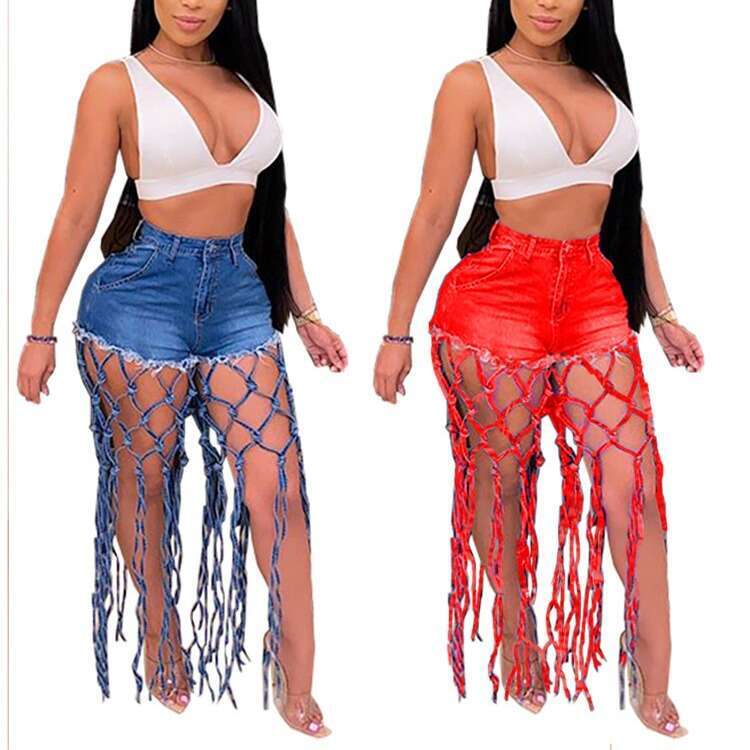 Denim Shorts Jeans Shorts BAO Style Shorts Spring Summer New Fashion Versatile Women S Knotted Denim Hot Pants Ripped Short Jeans