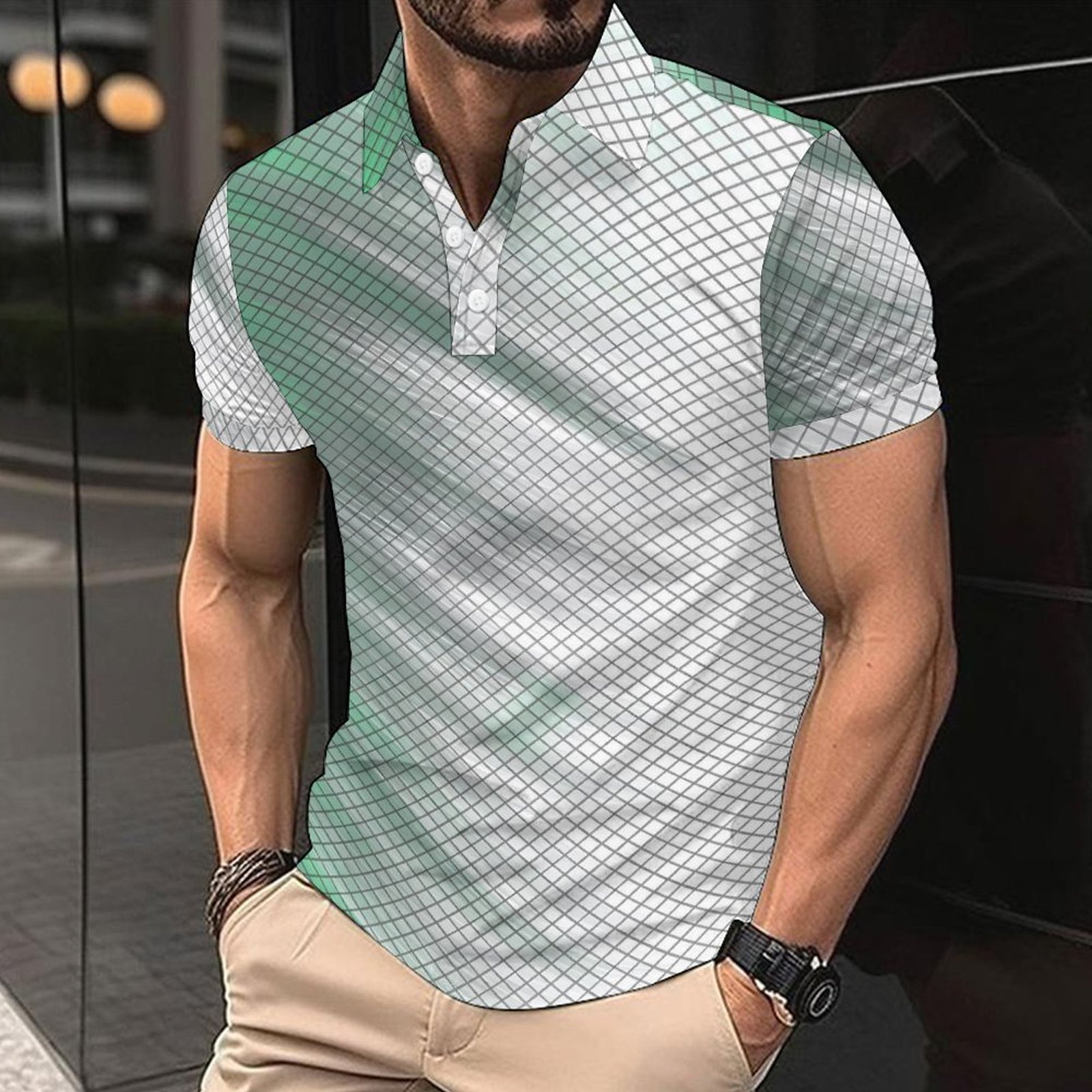polo shirt mens designer polo 2025 New Men's Classic Casual Short Sleeve Polo Shirt with Printed Color Blocking