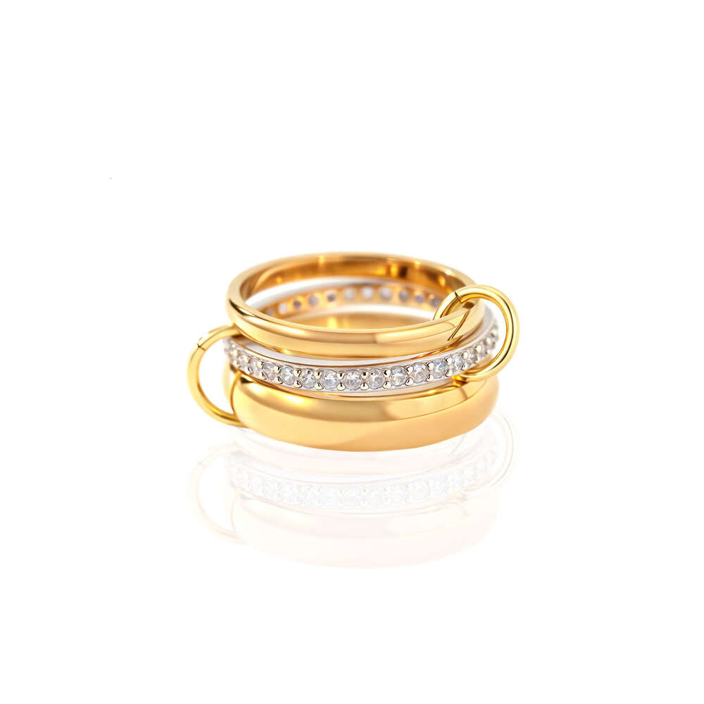 Interlocking Full Diamond Micro Paved Zircon Stacking Rings Special Jewelry Panyu Quality