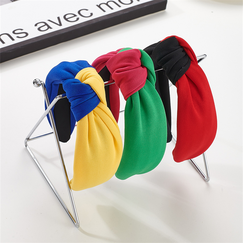Factory direct sale hot sale double patchwork colour soft fabric senior elastic dumpling knot hair bands