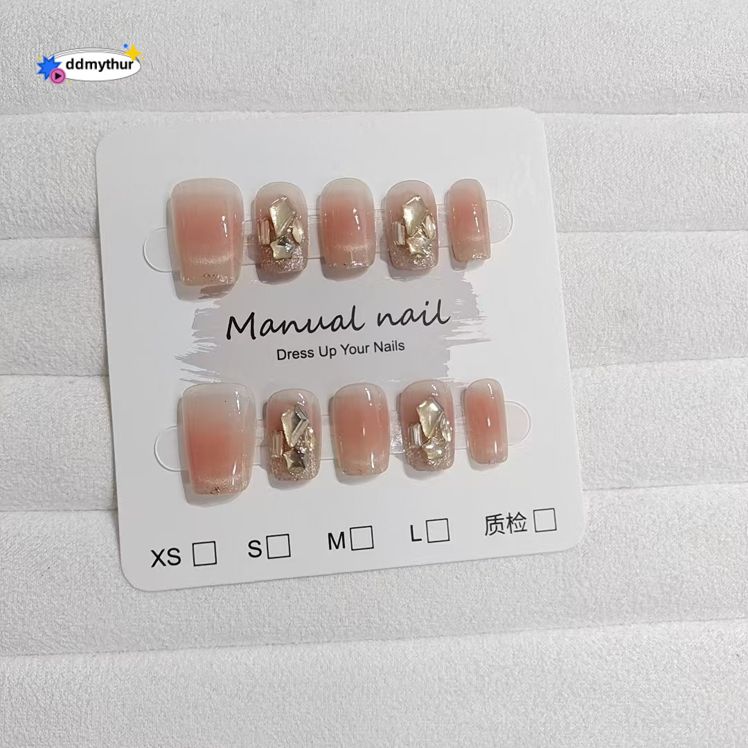 Wearable Nails 10 Pieces S198 Senna Dusk Ladder/Short Short Ladder Pure Desire Gentle Cat Eye Laser Drill Nail Art Finished Products ddmythur