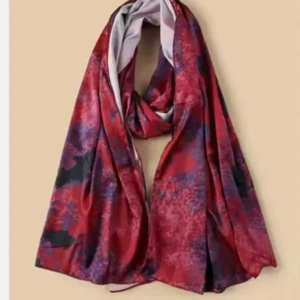 Silk print premium marble watermark flower scarf W250602