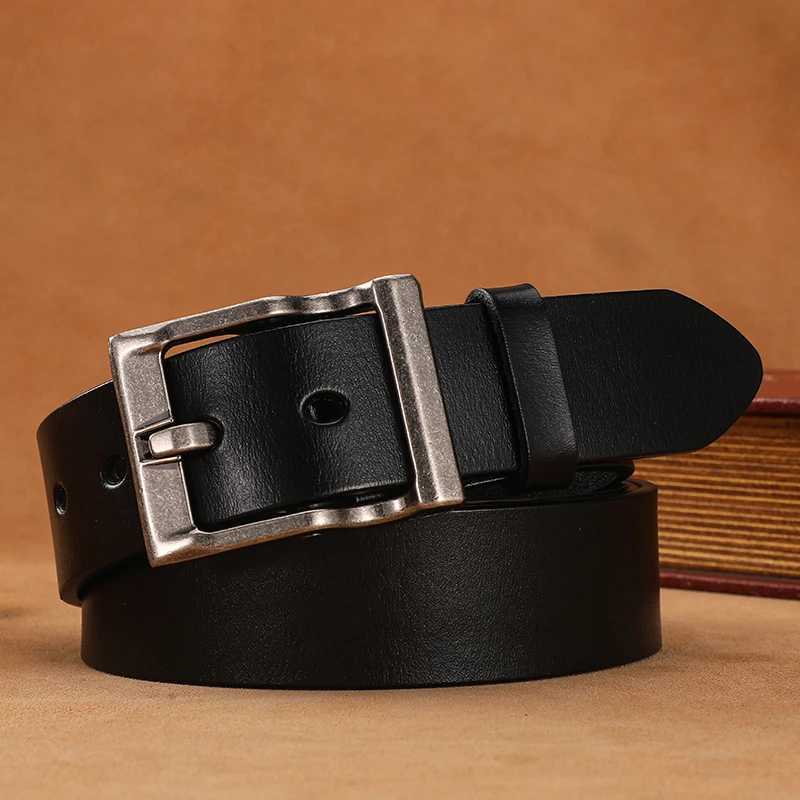3.8cm Wide Mens Belt 110cm 120cm 130cm High-Quality Leather Belt Mens Retro Pure Cowhide Alloy Pin Buckle Jeans Mens BeltXJ250602