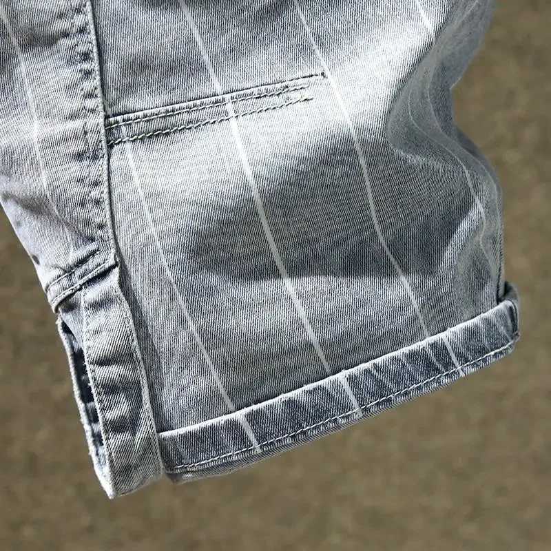Mens Denim Shorts Long Half With Pockets Short Jeans Pants For Men Bermuda Summer Stretch Buttons Harajuku Designer Vintage T250603