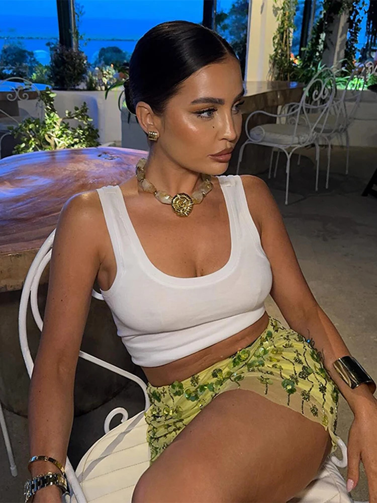 Chic Beaded Embroidery Short Skirts For Women Y2k Sequins Glitter Hip Package Mini Skirt Summer Party Club Female Skirt 250603