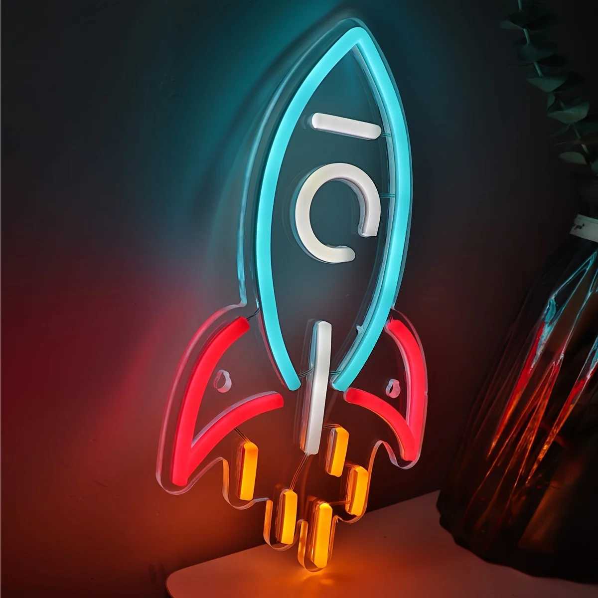 Rocket Neon Sign LED Neon Light for Night Light Room Party Club Decor Mood Light Multipurpose Decorative Wall Mounted Light XJ250602