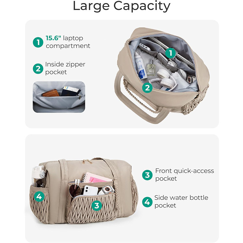 New Tote Women's Quilted Gym Travel Carry-on Duffel Bag