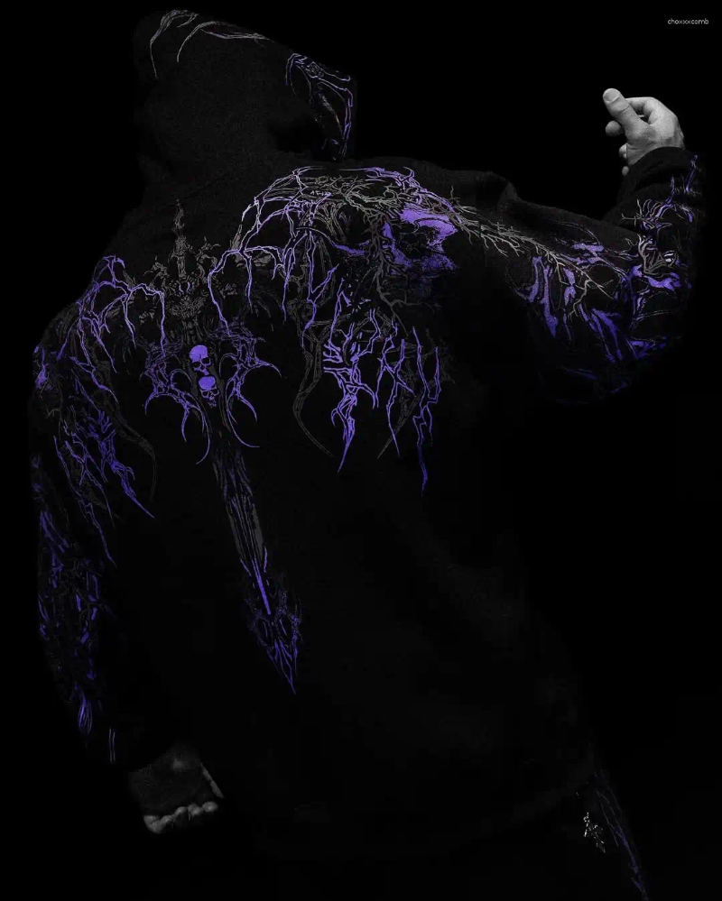 Men's Hoodies Breathedivinity Gothic Hoodie Oversized Fashion Long Sleeved Pullover Dark Textured Printed Gmy Men Sportswear Jacket