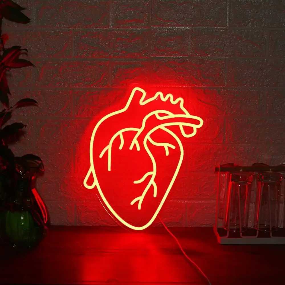Human Heart Neon Signs LED Neon Light Sign Light Up Neon Signs Wall Decor for Bedroom Man Cave Bar Decor Store Club 13*12 inches XJ250602
