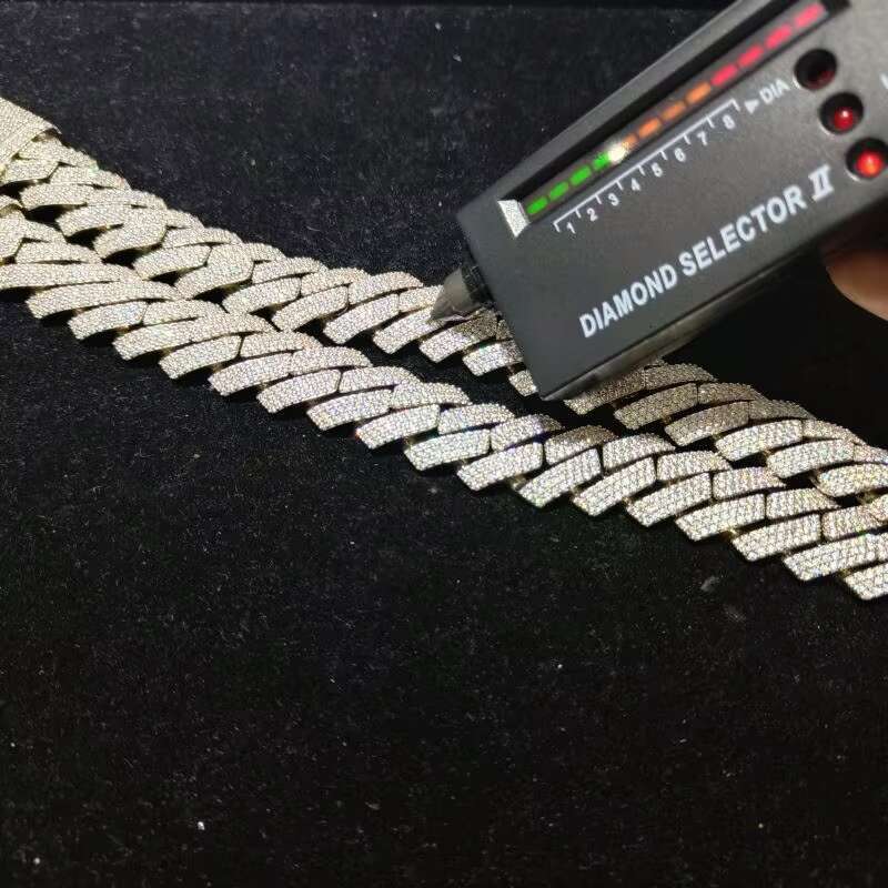 925 Silver GRA Moissanite 20mm Wide Diamond Iced Out Necklace Miami Cuban Link Chain Hip Hop Rapper Life Men Necklace