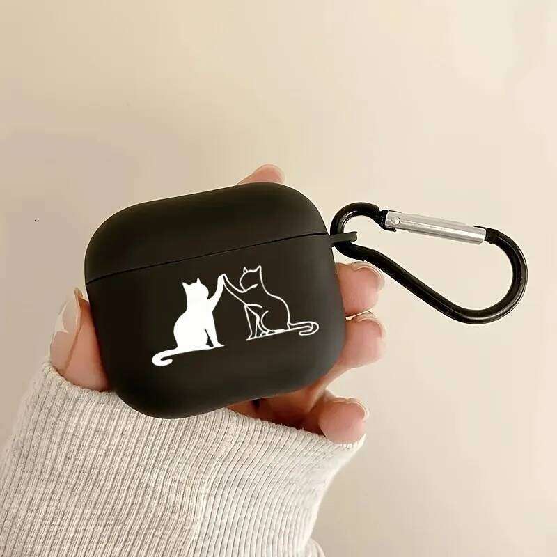 Cute Black and White Cat High-fives 4 3 2 1 Gen TPU Earbuds Case for Pro 2/Pro Silicone Earphone Cases