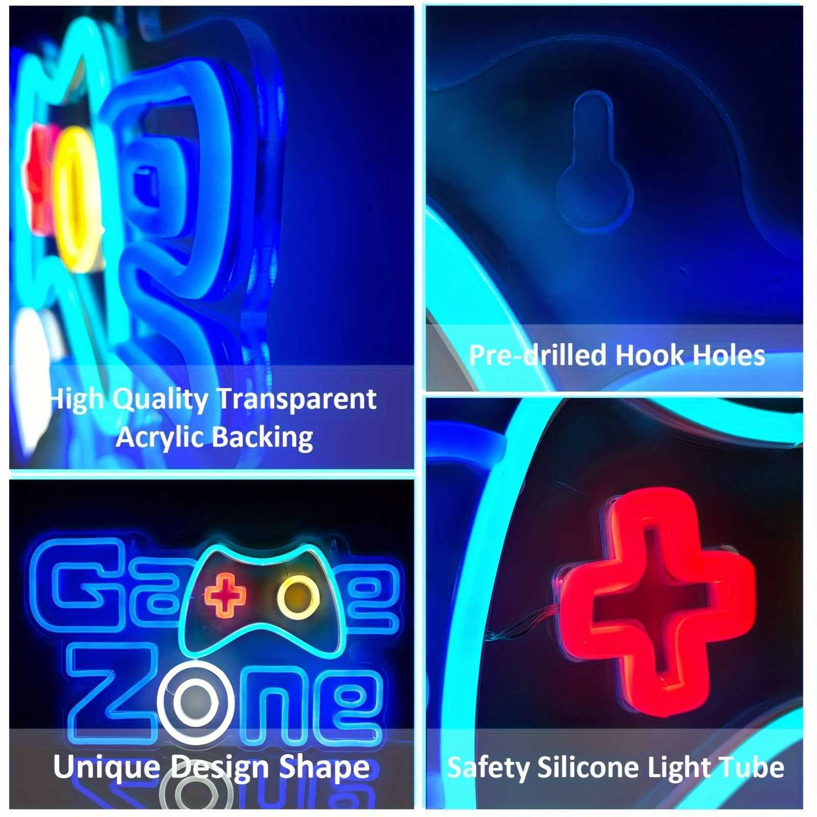 Game Zone Neon Sign LED Neon Light for Wall Decor USB Powered for Bedroom Bar Shop Game Room Man Cave Decor Gift for Game Lover XJ250602