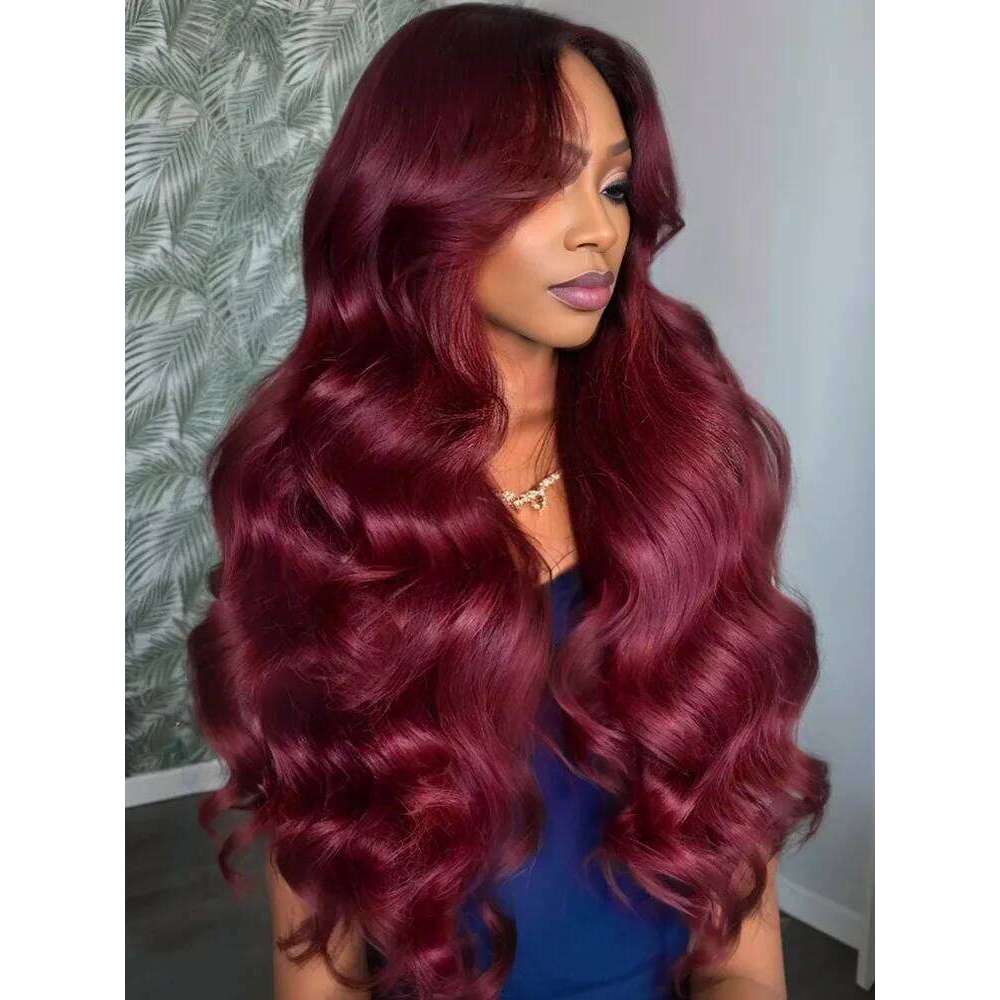 30 40 Inch 200 Density 99j Bury 13x6 HD Transparent Frontal Wig Red Body Wave 13x4 Lace Front Brazilian Human Hair