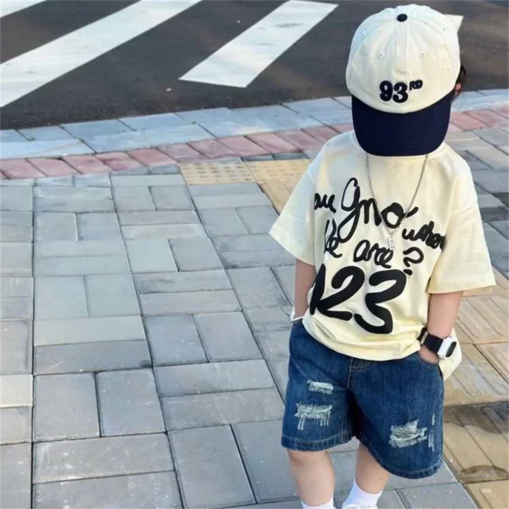 Pure cotton short-sleeved T-shirt for boys and girls in summer new style breathable and comfortable top for children T250603