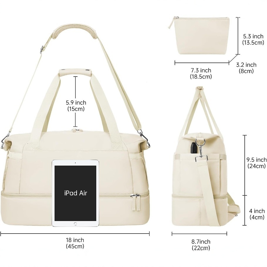 New Fiess Duffel Convenient Weekend Overnight Gym Bag, Travel Bag with Shoe Compartment