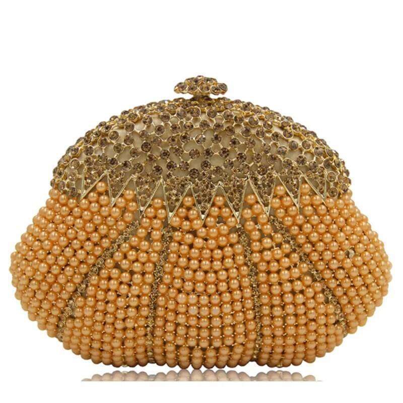 Women Pearl XIYUAN Crystal Dia Elegant Handbag Gala Dinner Party Banquet Purse Wedding Bridal Female tail Evening Bag