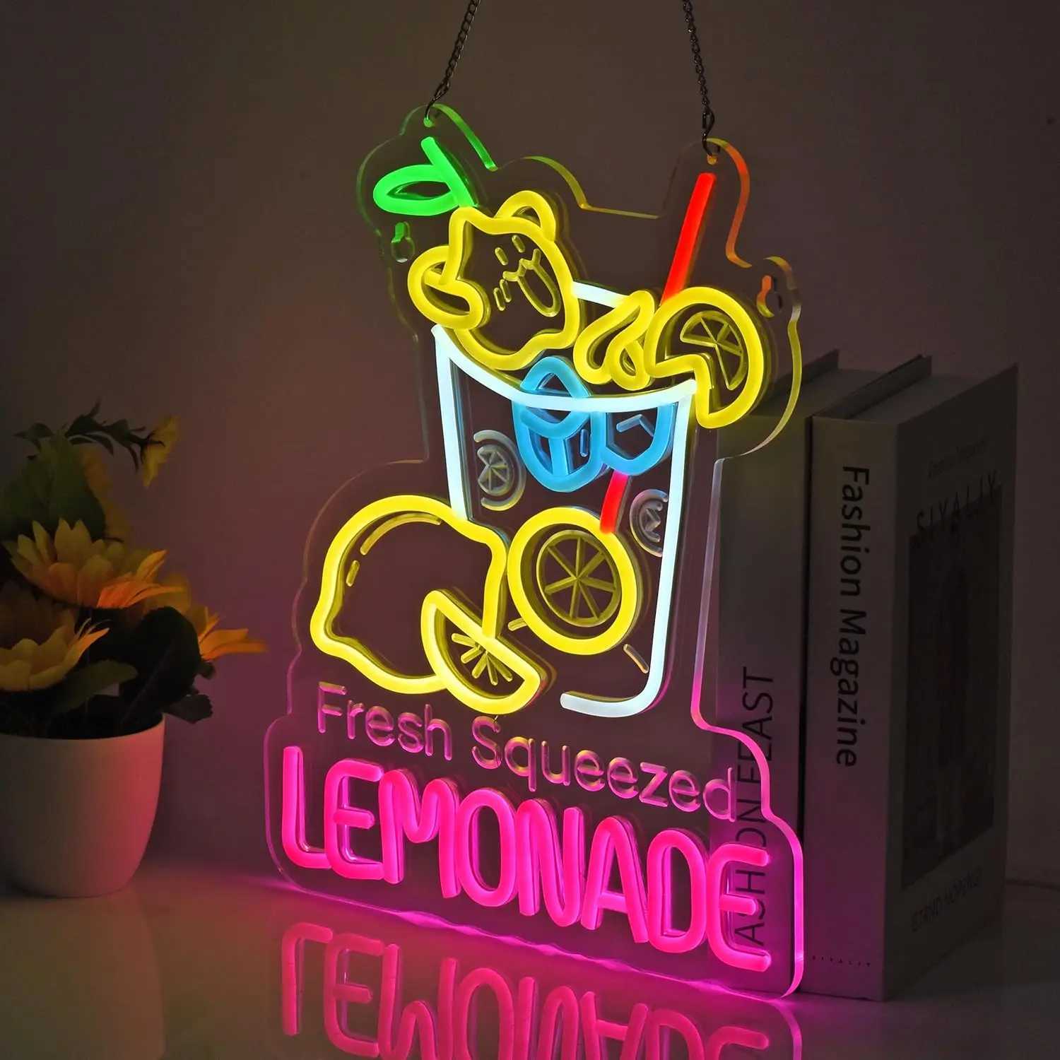 Lemonade Neon Sign USB Powered Ultra Bright Dimmable Neon Lights Hanging Wall Art Decor for Restaurant Shop Bakery Celebration XJ250602