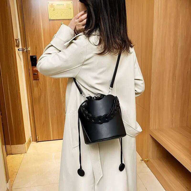 Pure Color Bucket for Ladies Vintage Style Designer Handbags Women Brand Alar Drawstring Tote Bags Bolsa Feminina