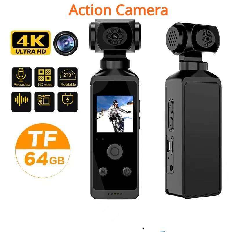 4K 1.3 Screen Action Camera Pocket Cam 270° Rotatable Outdoor Video Shooting Bicycle Motorcycle Sport Wifi Motion Camcorder