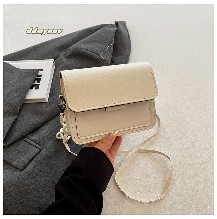 Fashion Versatile Shoulder for Women 2025 New Solid Color Casual Simple Small Square PU Crossbody Bag ddmynov