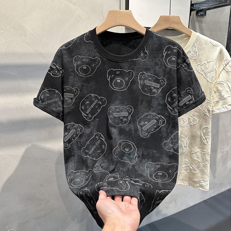 2025 New Summer Men's T-shirt New Fashionable Texture Pattern Men's Short Sleeve T-shirt Design Printed Slimming Designer Camo Round Neck Ha