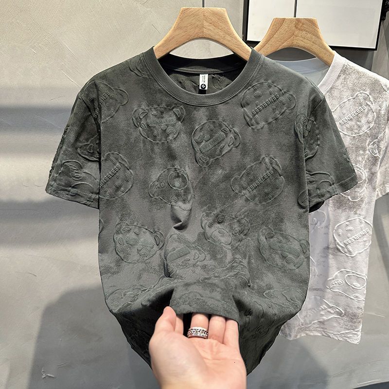 2025 New Summer Men's T-shirt New Fashionable Texture Pattern Men's Short Sleeve T-shirt Design Printed Slimming Designer Camo Round Neck Ha
