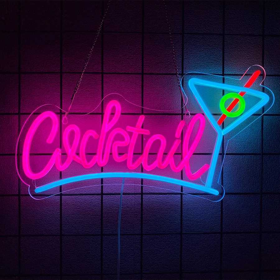 Cocktail Series Neon Signs Wine Glass LED Wall Lamp USB Power Supply Light Used for Bedroom Bar Club Entertainment Art Decor XJ250602