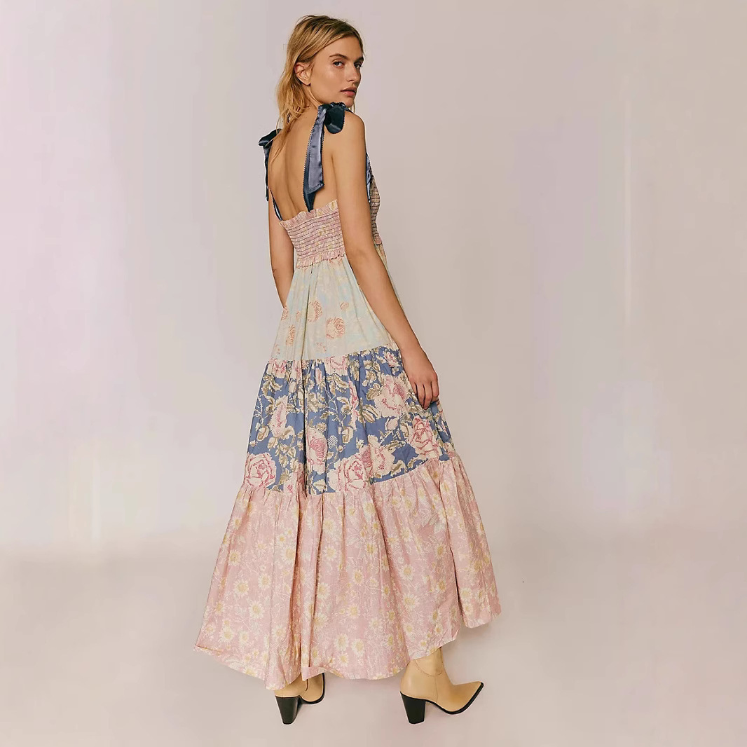 women's wear 25 Summer New French Style Fashion Slim Fit Women's Printed Strap Dress - 68632