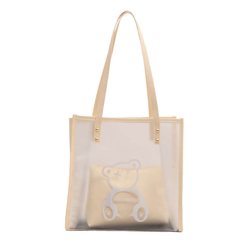 Fashion Transparent for Women 2025 New Summer Casual Jelly Beach Simple Commuter Shoulder Tote Bag
