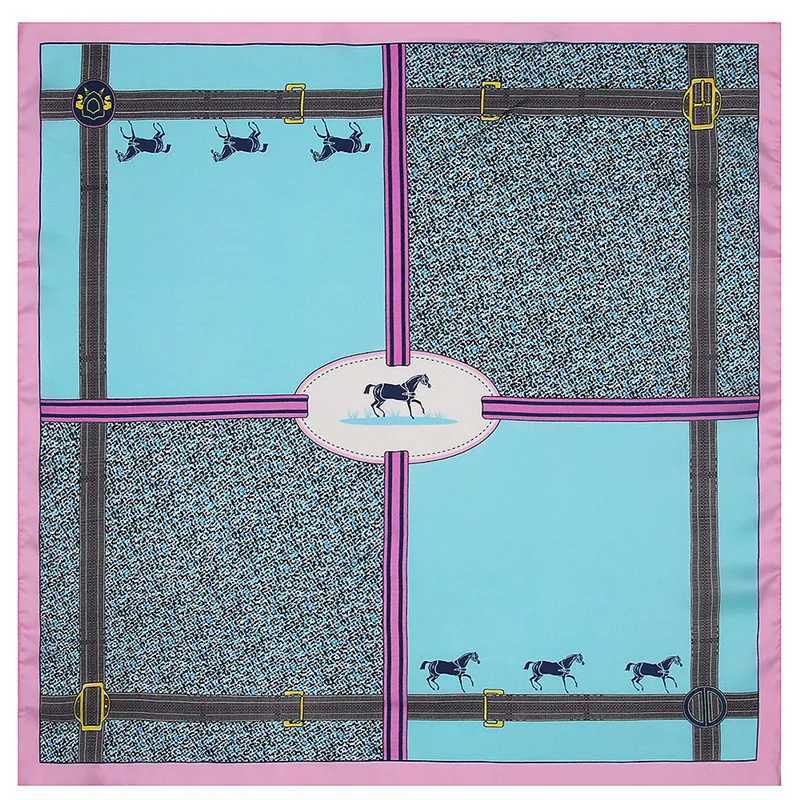 53cm Plaid Horse Silk Satin Summer Scarf Fashion Womens Small Square Scarves Hijab Headband Neck Tie Band Neckerchief Turban W250602
