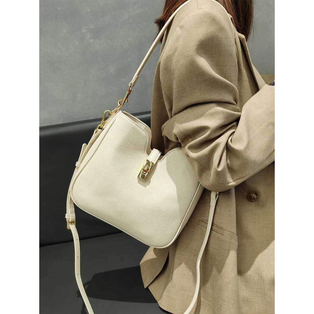Genuine Leather Fashon Women's Balck Bucket Designer Shoulder Crossbody Beige Bags High Quality Gray Bag Female