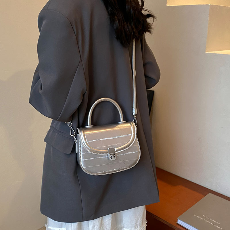 designer High-end Silver Small Bag for Women 2025 New Spring/Summer Versatile Crossbody Bag Fashionable Super Popular Handbag Small Square Bag