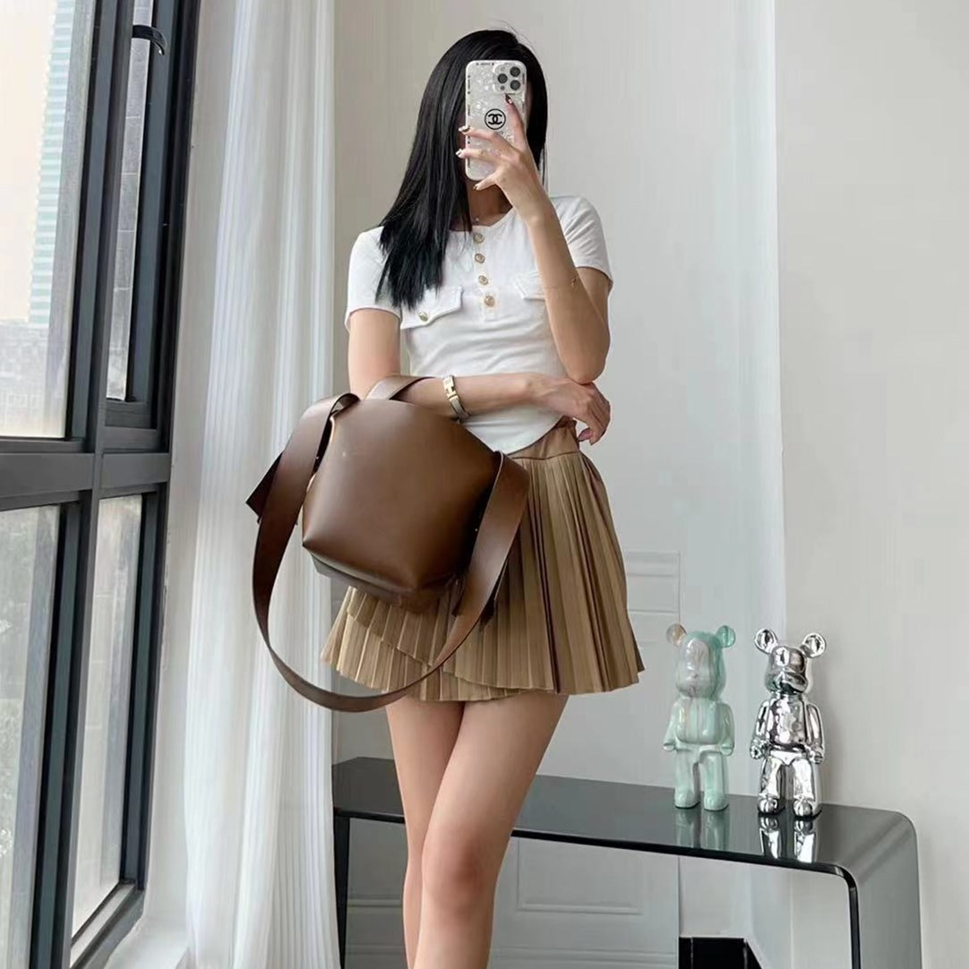Hot Women's Genuine Leather Simple Bowknot Trendy Shoulder Bags Crossbody Handbag Bags Bucket Bag