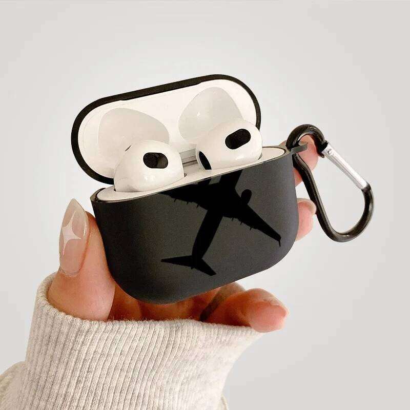 Black Aircraft Graphic Protective 1/2/3/4 Soft Cute Cover for Pro2/Pro Bluetooth Earphone Case Keyring