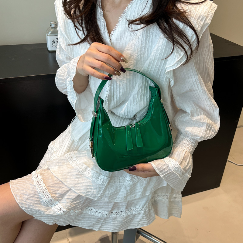 designer French Style High-End Patent Leather Underarm Bag for Women 2025 Summer New Versatile Fashion Niche Dumpling Bag Crossbody Bag