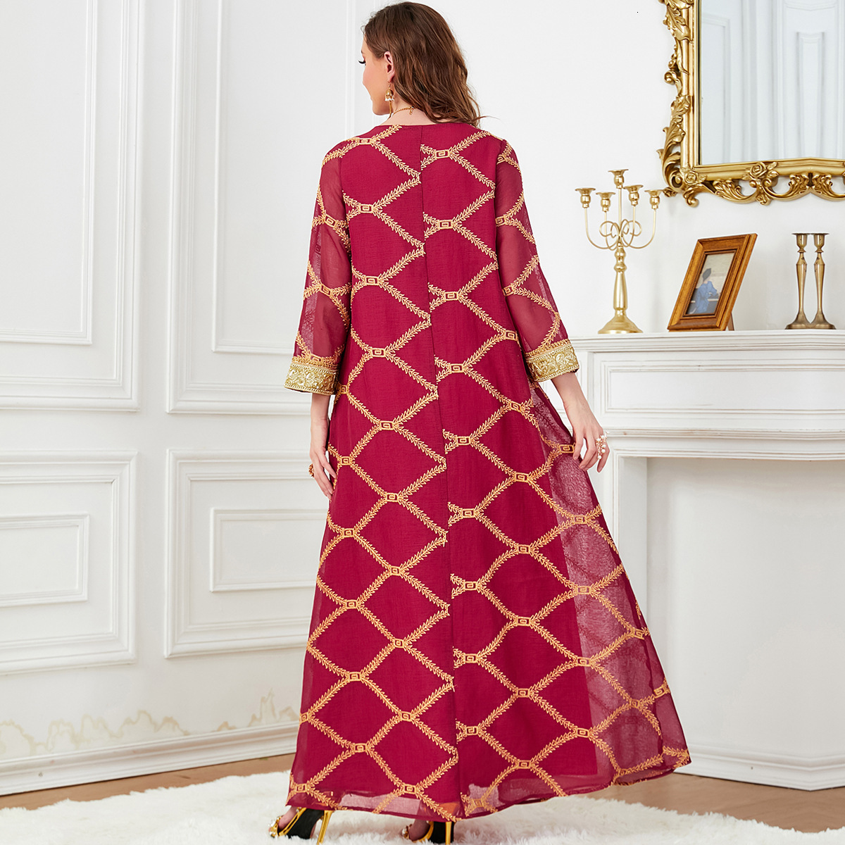 women's wear 3647 Arab Dubai Women's Fashion Long Sleeve Dress