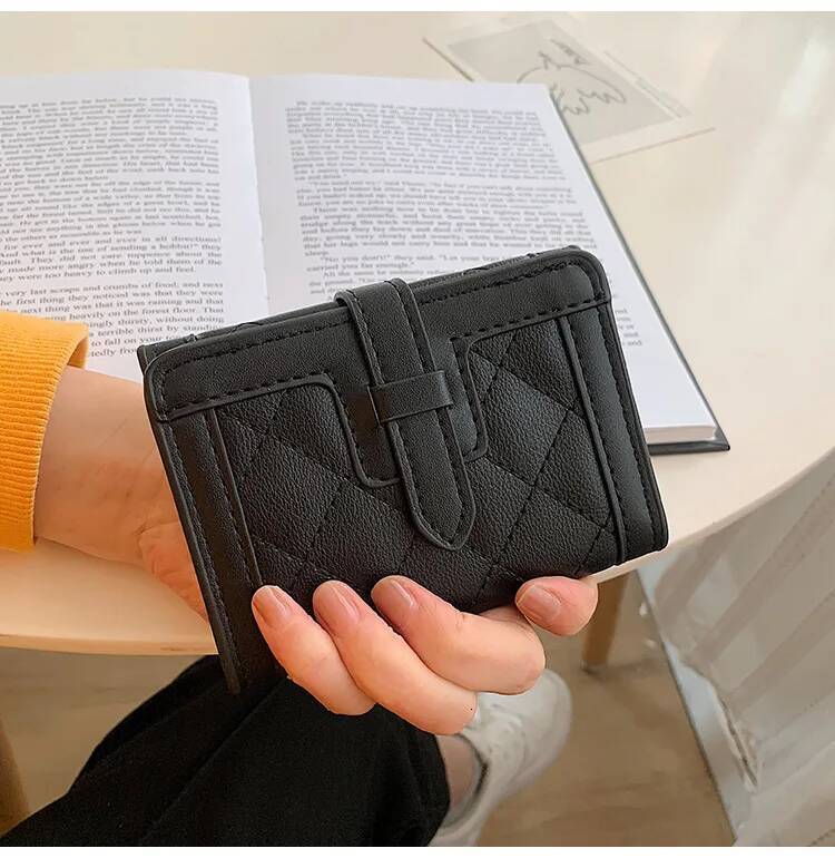 2025 New Women's Wallet Classic Embroidery Designer Thread Grid Black Multi Layer Card Bag 4