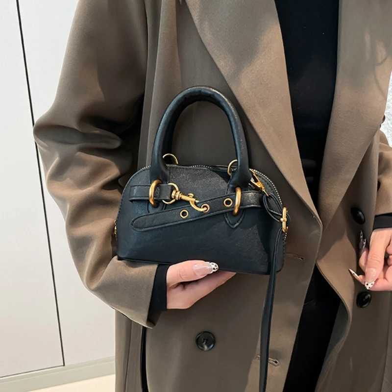 Small Size Top-handle Bags For Women Belt Buckle Design Mini Shoulder Crossbody Shell Bag Luxury Designer Purses And Handbags Y250603