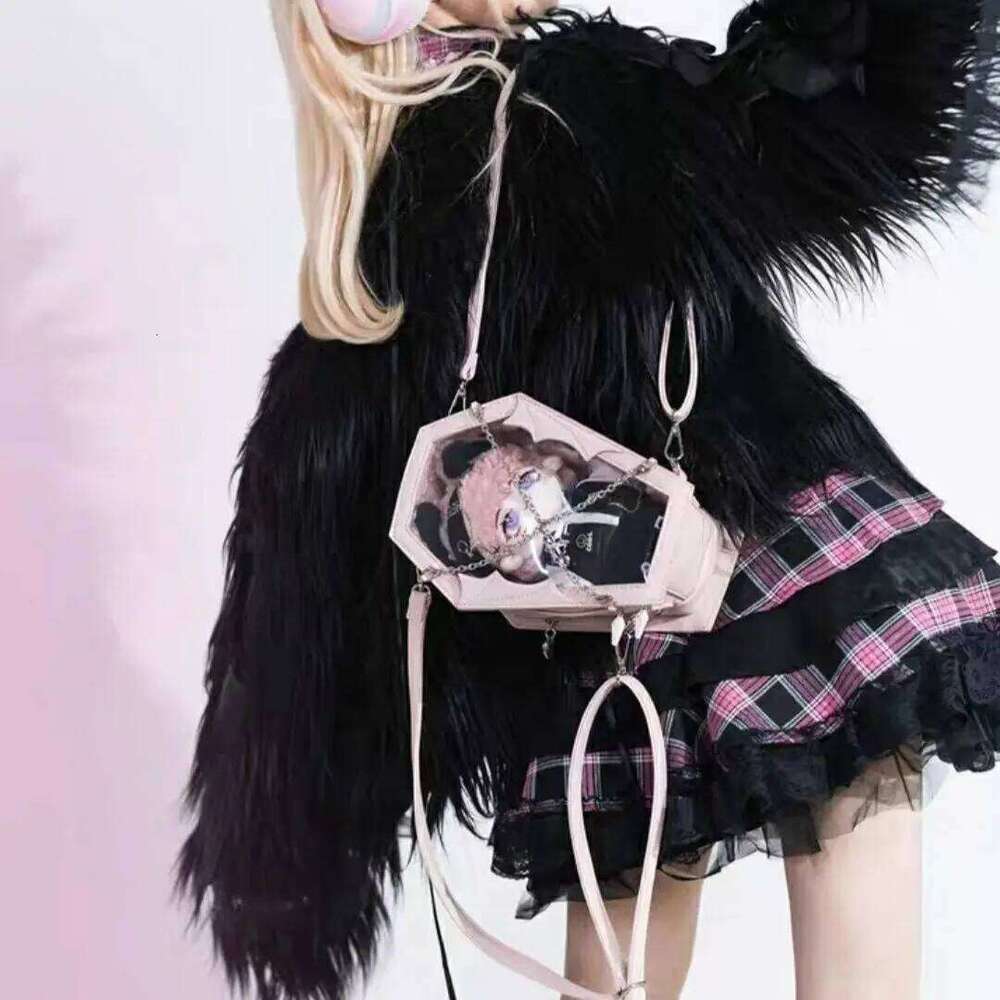 Haruku Y2k Messenger Bag Women Gothic Japanese Handle Chain Transparent Handbag Ladies Vintage Mini Backpack Aesthetic