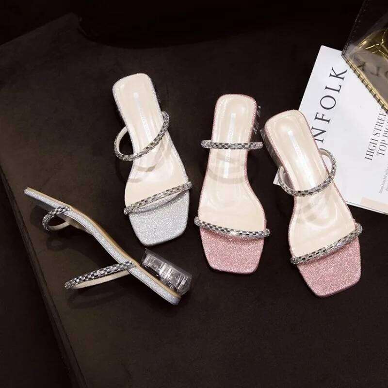 Fashion Summer Women Sandals Shoes Beach Ladies Clear Sandal Comfortable High Heels Woman Transparent Medium Heel New
