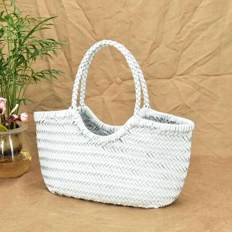 fashion handbags womens leather weaving casual bag vintage basket tote purse cowhide cross shopping bag 250603