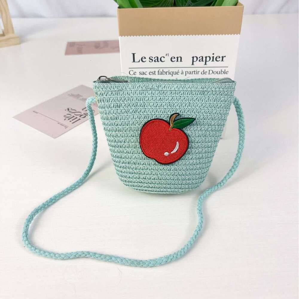 Children's Summer New Woven Cute Toddler Mini Crossbody Coin Purse Baby Fruit Straw Bag DIY