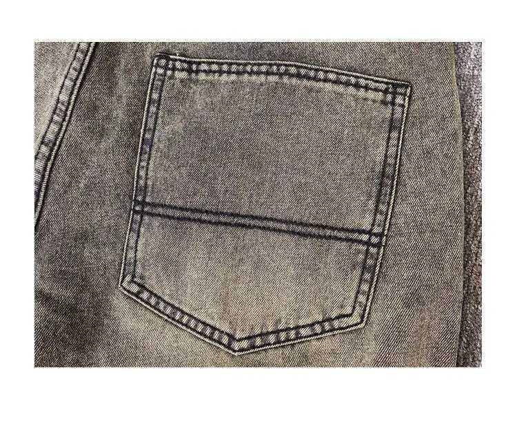 Mens New Button Zipper Pocket Straight Loose Five-point Casual Wash Retro Yellow Mud Ripped Denim Shorts T250603