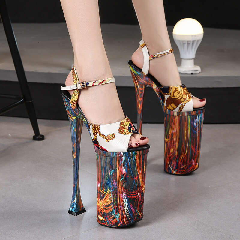 Super High Heels Nightclub Ethnic Style Sexy High Heels 26Cm Car Model Sandals Short Stature Catwalk Pole Dance Shoes Platform High Heels