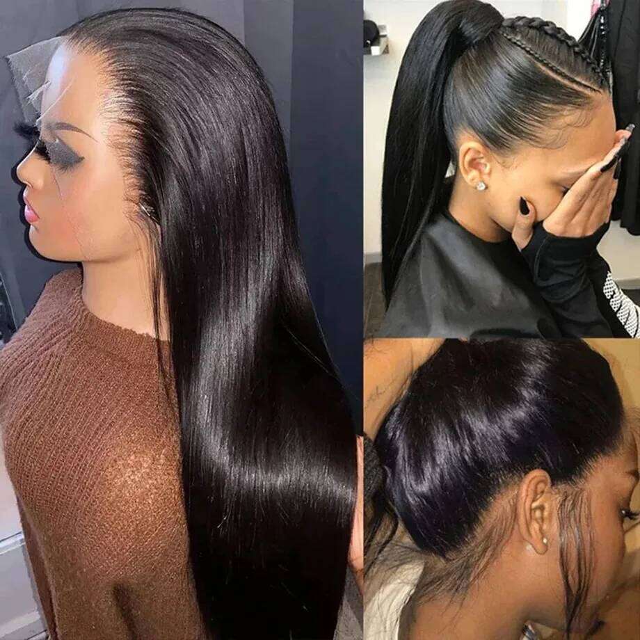 Hidden Strap Straight 360 Front Wigs Human Hair Pre Plucked 12A Glueless Brazilian Virgin Wig With Drawstring HD Full Lace