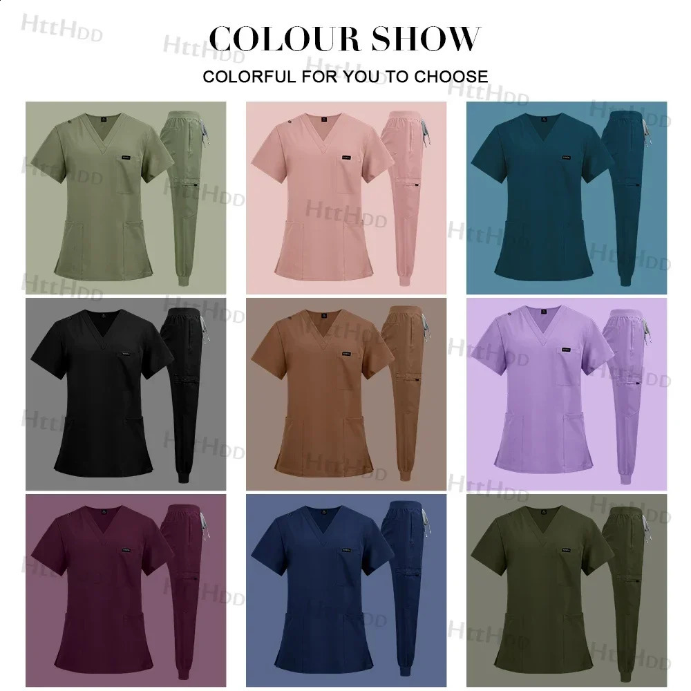 Mens Scrubs Uniform Work Gowns Woman Doctor Gown Wholesale Scrub Sets Beauty Salon Pharmacy Pet Store Uniforms Top Pant 250530