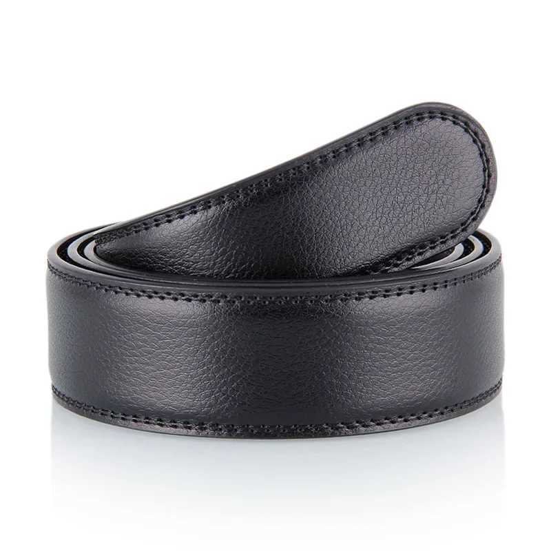 Luxury Men No Buckle Belt PU Leather for Automatic Buckle Waist Strap Long Black Brown Male High Quality Jeans Waistband 3.5CM XJ250602