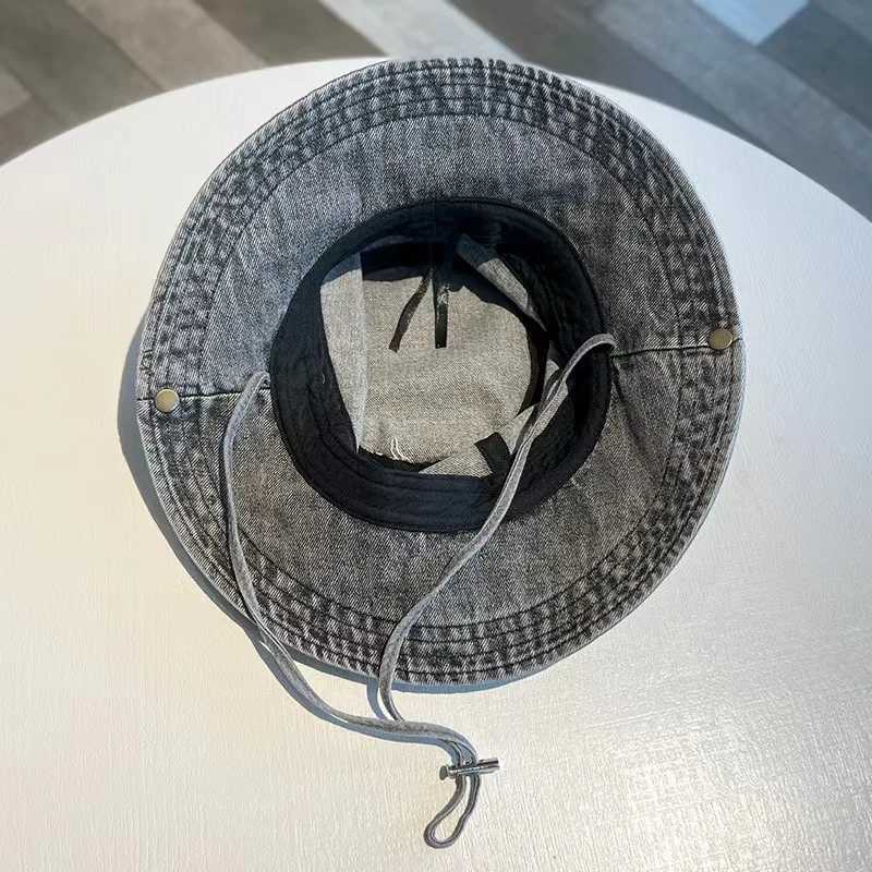 Denim Cloth Bucket Hat Men Women Outdoor Fisherman Cap Retro Casual Sun Protection Fishing Camping Spring Summer Cowboy Hat New W250602