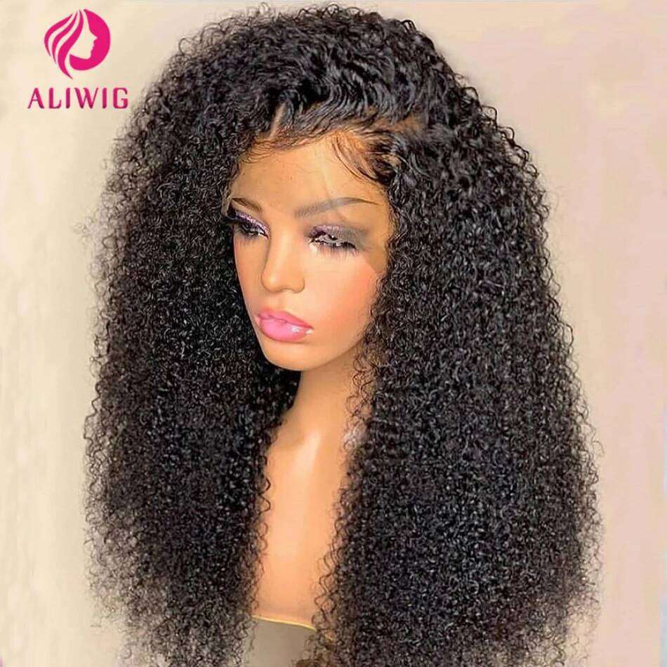 13x4 Jerry Front Deep Kinky Curly Human Hair Wigs Brazilian 4x4 HD Transparent Lace Frontal Closure Wig For Women